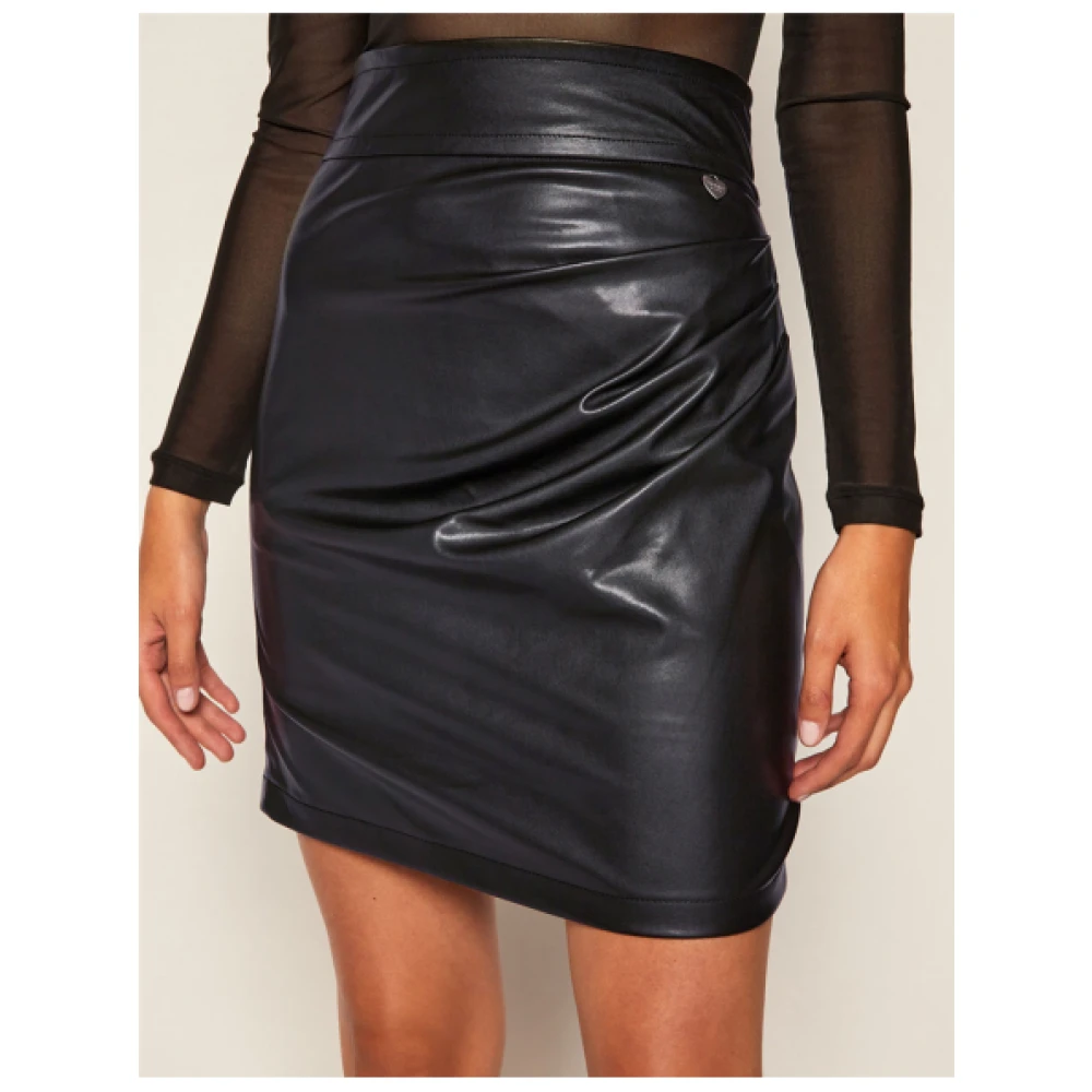 Twinset Gedrapeerde imitatieleren rok Black Dames