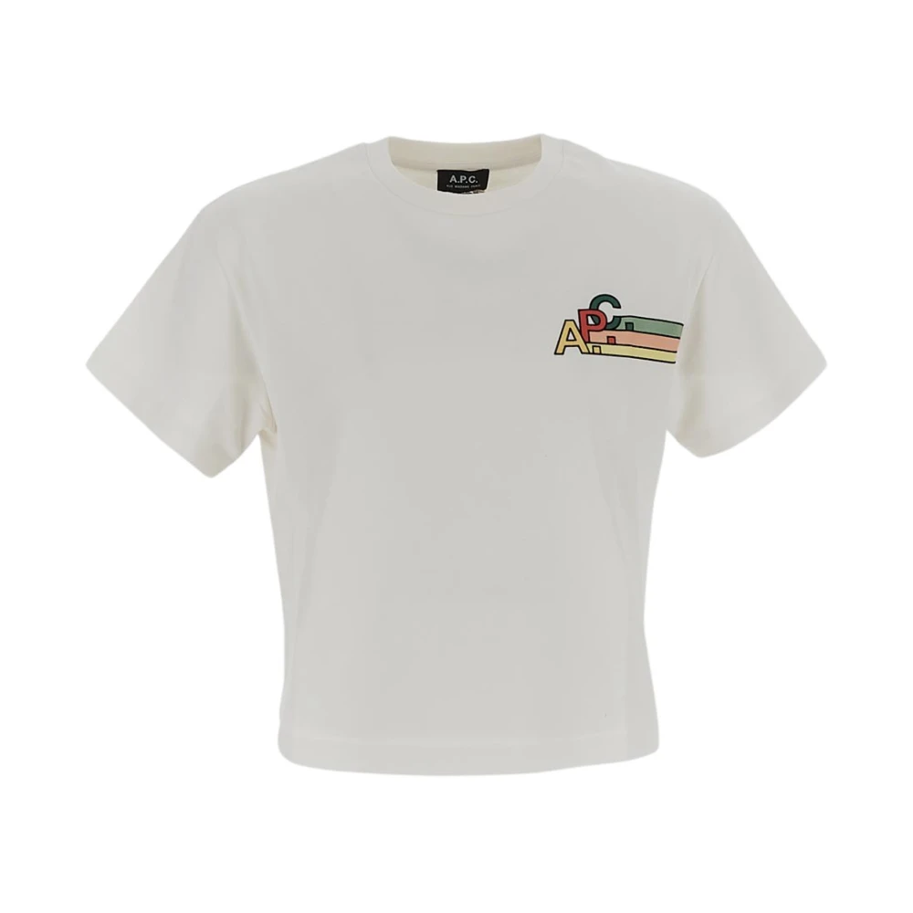 A.p.c. T-shirt met Multicolor Logo Print White Heren
