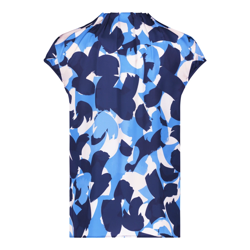 Betty & Co Blouse met korte mouwen en knoopdetail Blue Dames