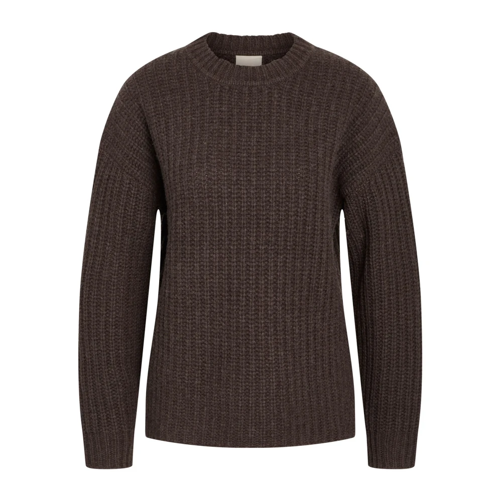 Heartmade Chunky Gebreide Trui in Diep Bruin Brown Dames