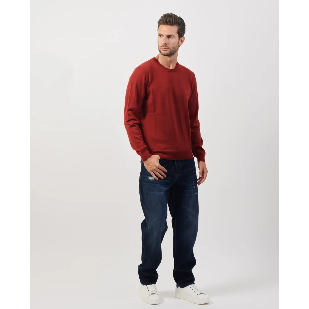 Hugo Boss Rode Crewneck Wollen Trui Red Heren