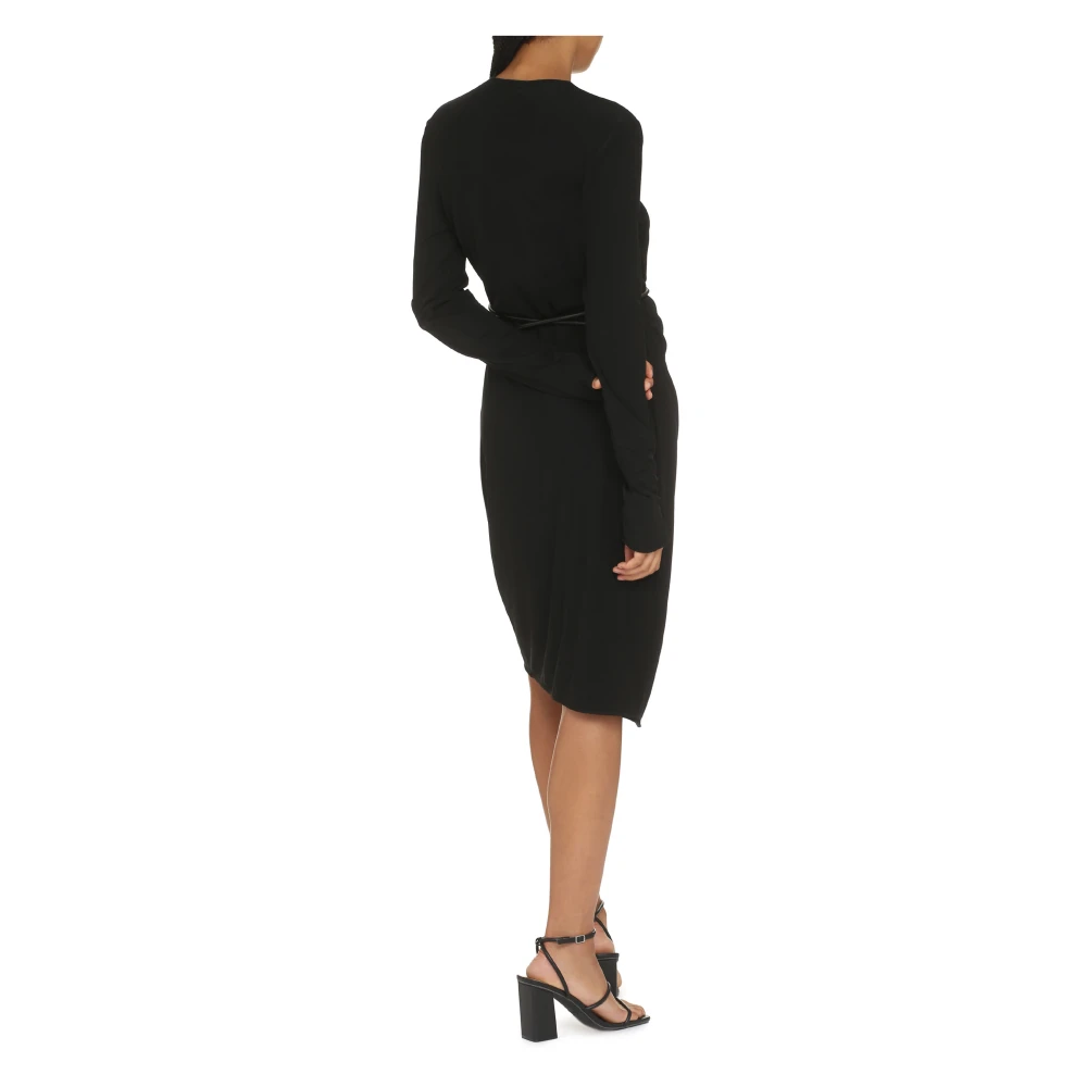 Tom Ford Wikkeljurk met leren details Black Dames