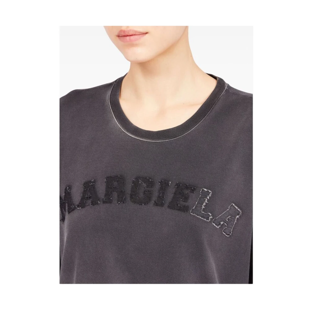 Maison Margiela Donkergrijze Logo T-shirt Gray Heren