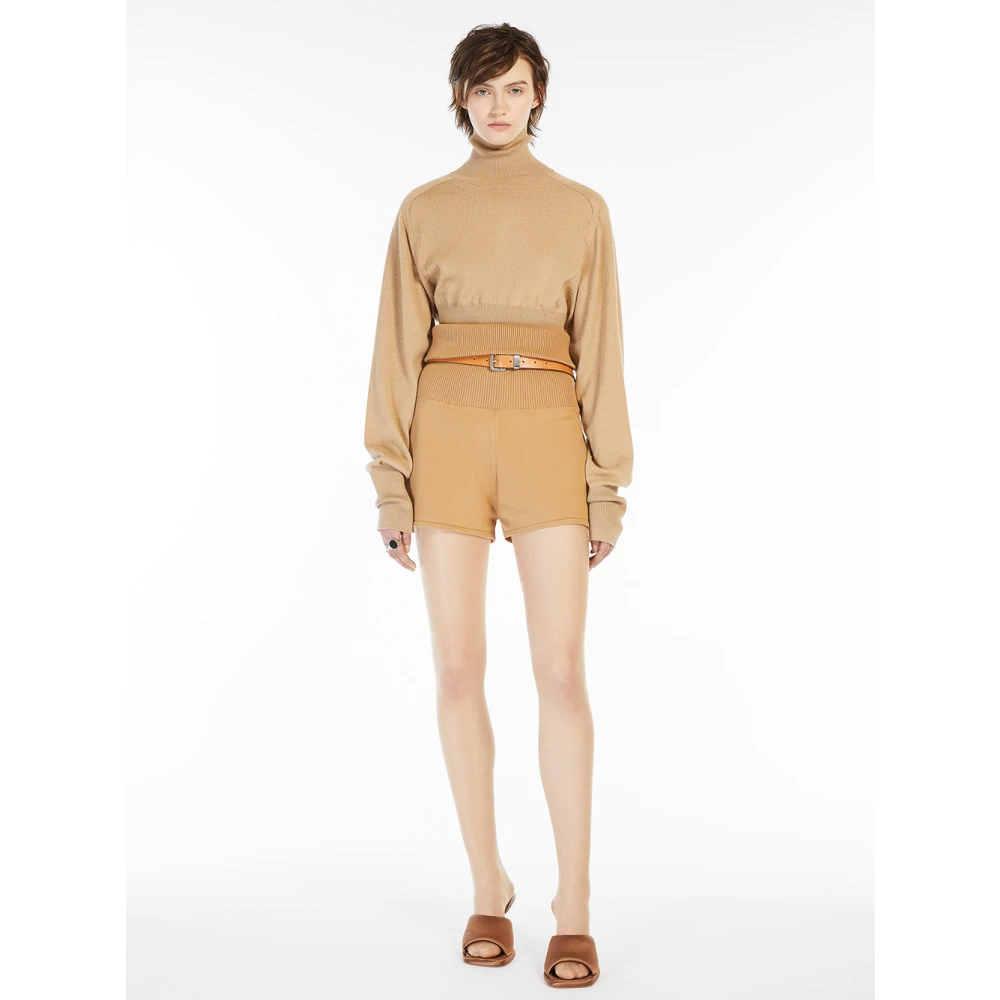 SPORTMAX Beige Wol Mock Neck Sweater Beige Dames