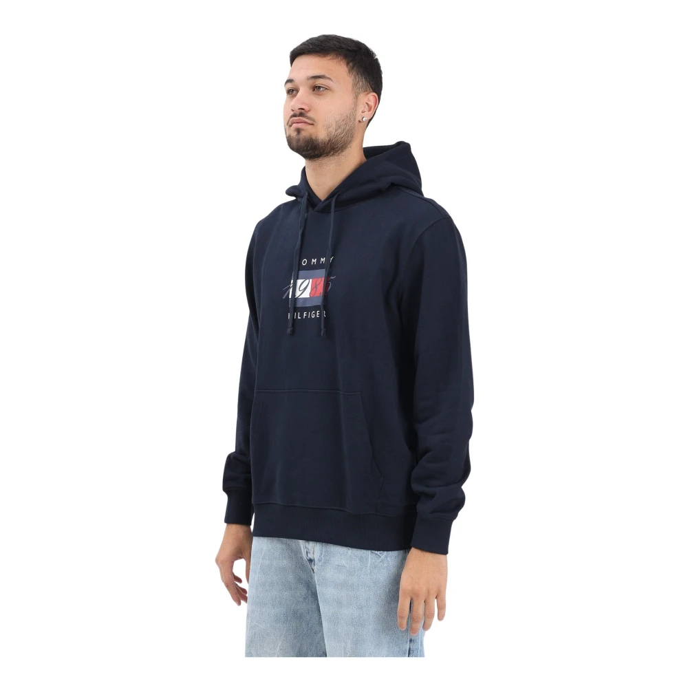 Tommy Hilfiger Men's Blue 1985 Flag Graphic Hoodie - Hoodies - S - Sweatshirts & Hoodies