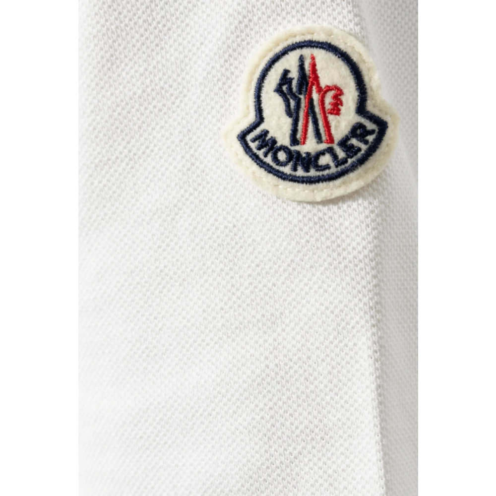 Moncler Logo-Patch Polo Shirt Wit Korte Mouwen White Heren