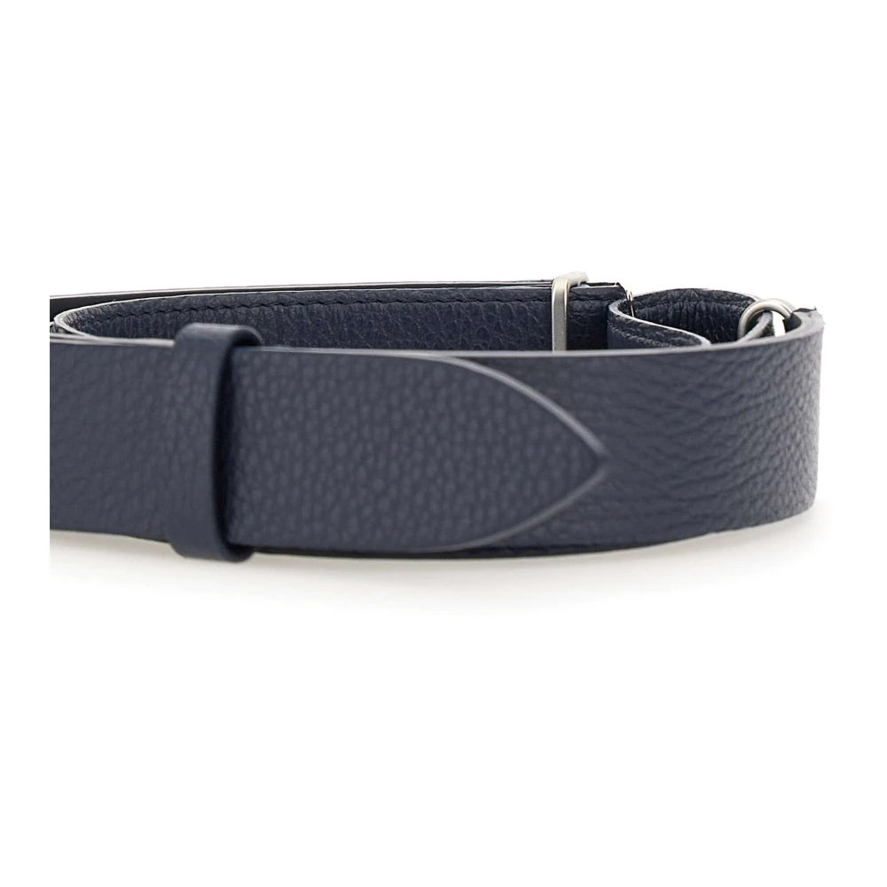 Orciani Blauwe Leren Riemen Blue Heren