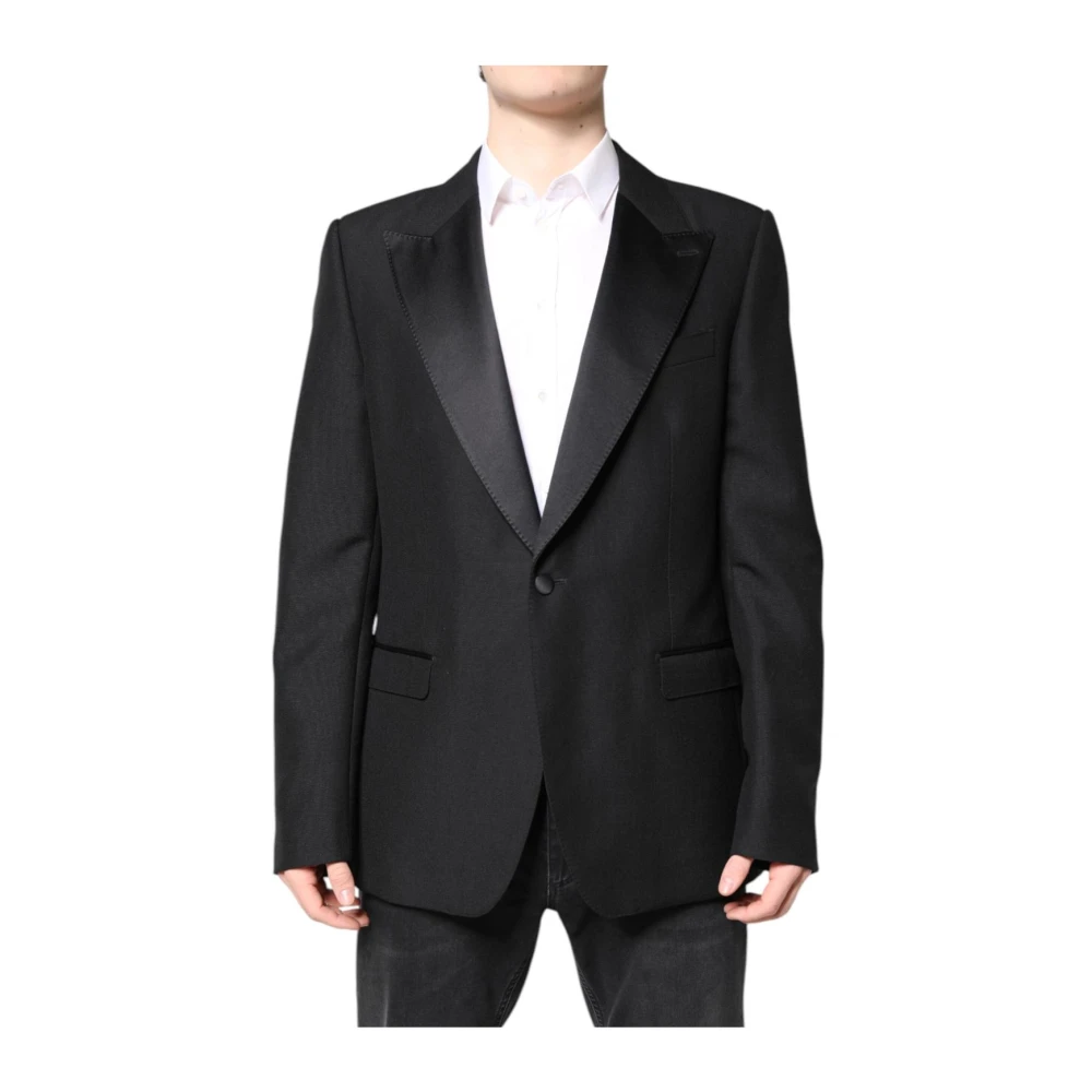 Dolce & Gabbana Men's Black Luxury Wool Blazer Silk Lining