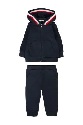 Tricolor-Trimmed Cotton Sweatsuit Set