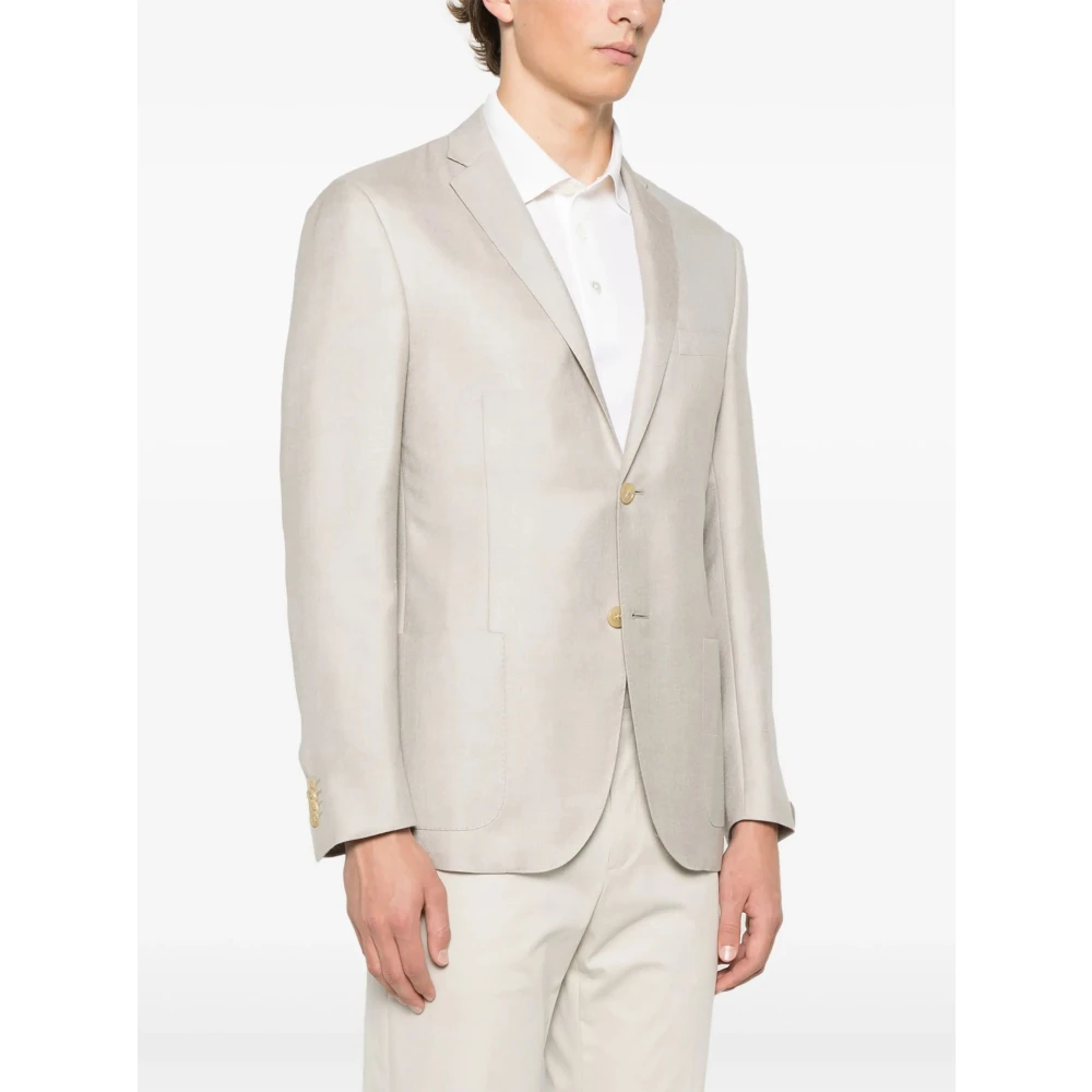 Corneliani Luxe Wol Zijde Linnen Jas Beige Heren