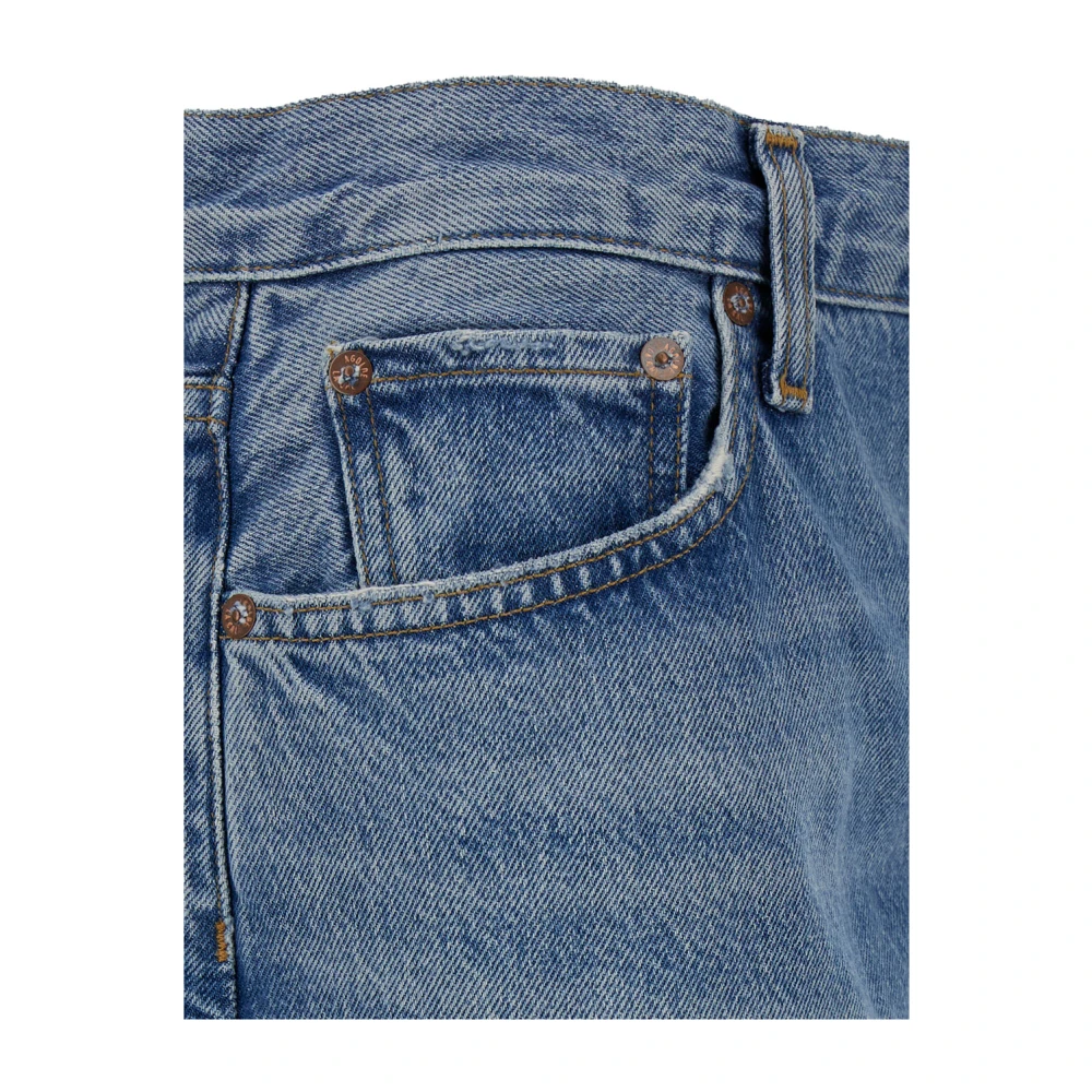 Agolde Wijde Denim Jeans met Contrasterende Stiksels Blue Dames