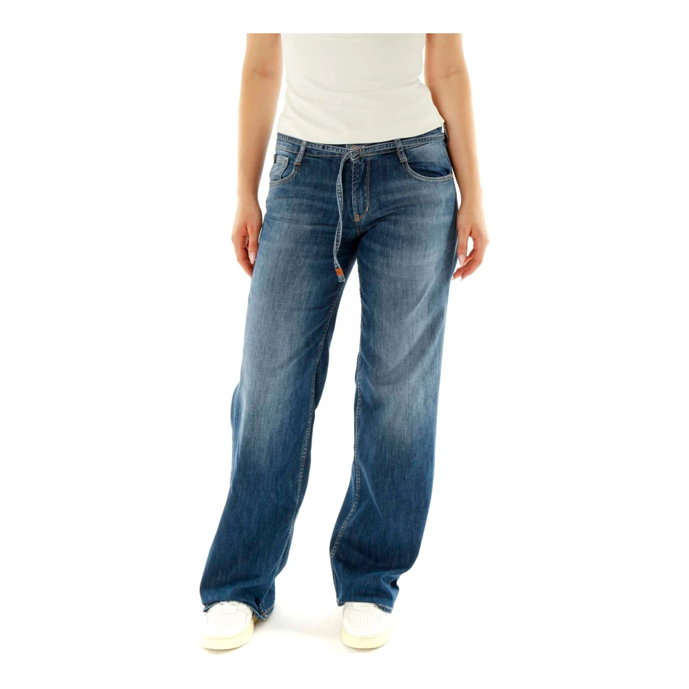 Le Temps Des Cerises Wide Leg Mid Waist Jeans Blue Dames