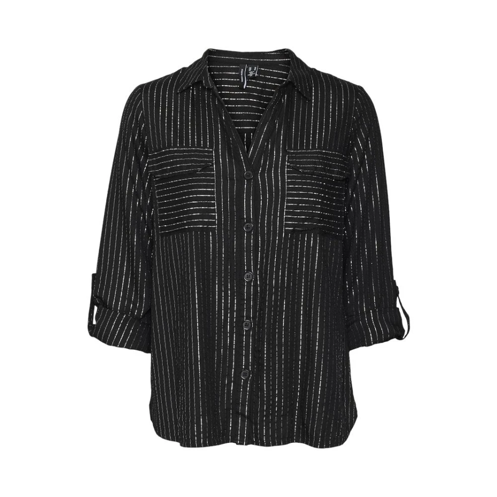 Vero Moda Glitter Shirt Zwart Zilver Lurex Freewear Black Dames