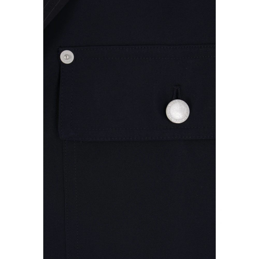 Comme des Garçons Gestreepte wollen en canvas jas Blue Heren