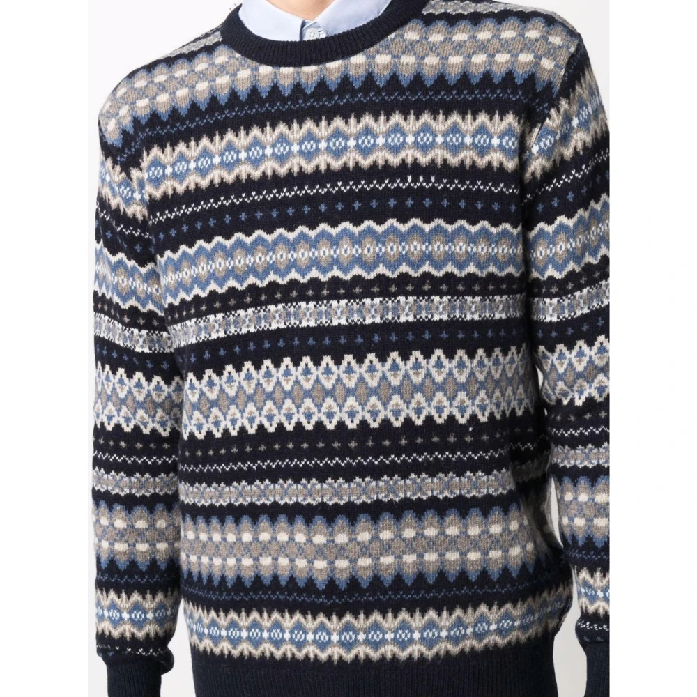 Barbour Blauwe Fair Isle Trui Blue Heren