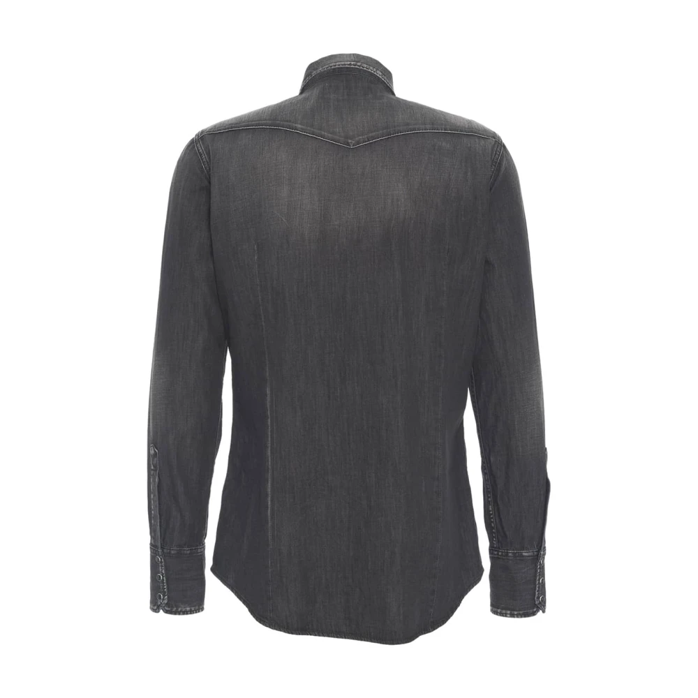 Dsquared2 Zwarte Western Denim Overhemd Black Heren