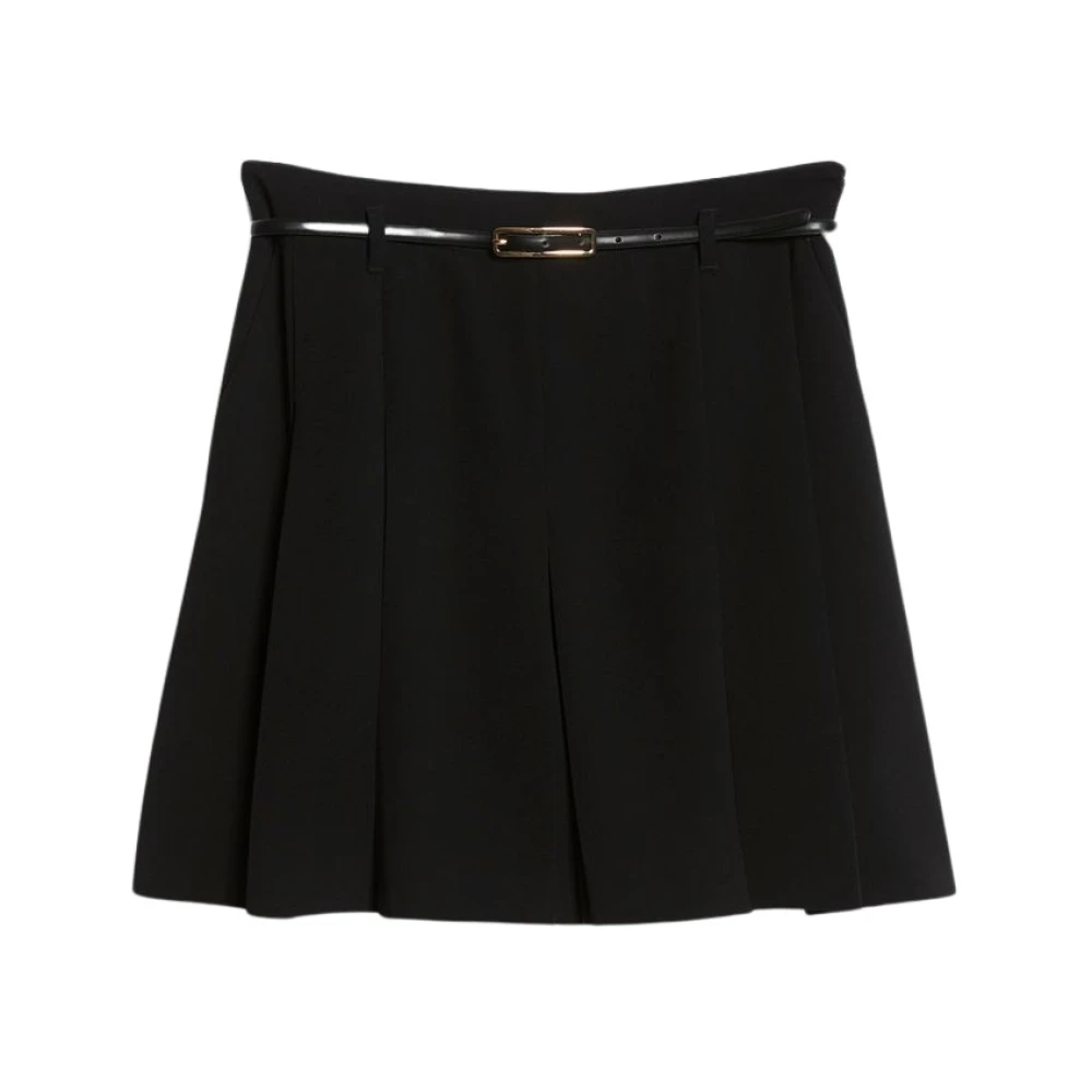 Max Mara Studio Hoge taille cady shorts met bijpassende riem Black Dames