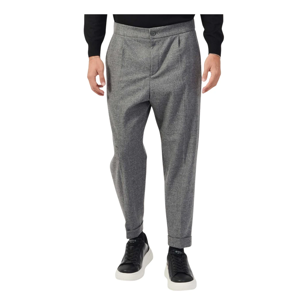 Hugo Boss Flanellen Taps Toelopende Herenbroek Grijs Gray Heren