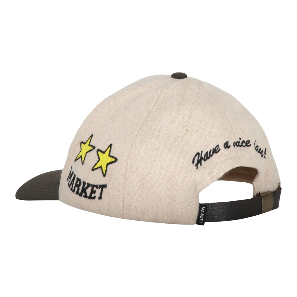 Market Baseball Cap met Geborduurd Patch Beige Heren
