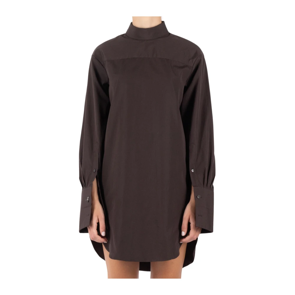 Dries Van Noten Donkerbruine Katoenen Popeline Overhemd Brown Dames