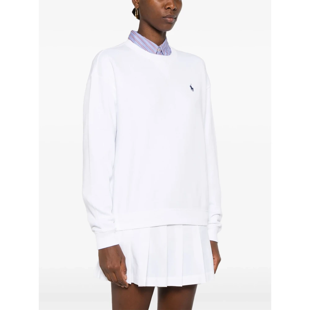 Polo Ralph Lauren Witte Sweater met Exclusieve Pony Borduursel White Dames