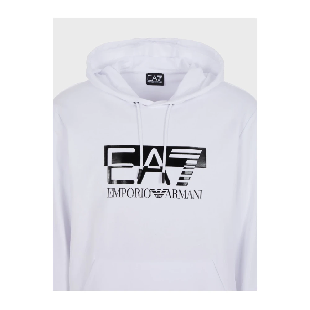 Emporio Armani EA7 Gedrukte logo hoodie White Heren