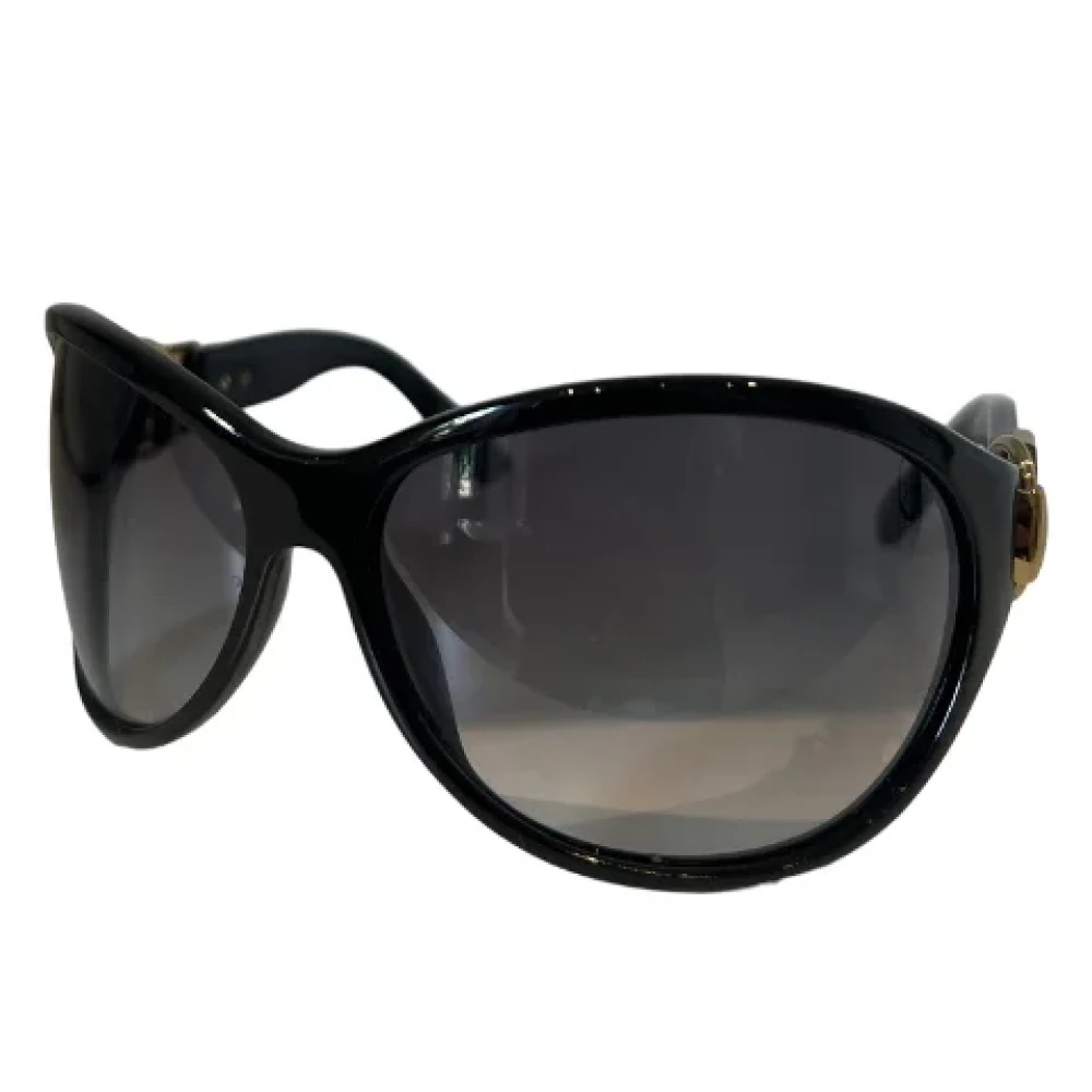 Gucci Vintage Tweedehands Zwarte Plastic Zonnebril Uitstekende Staat Black Dames