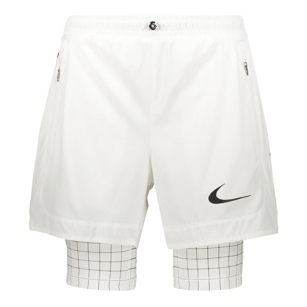 Off White Nylon Bermuda Shorts met Logo Print White Heren