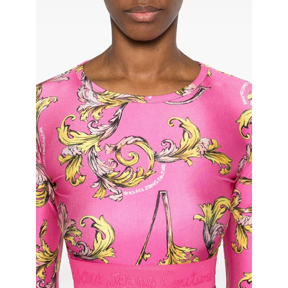 Versace Jeans Couture Barocco Print Fuchsia Pink Top Pink Dames