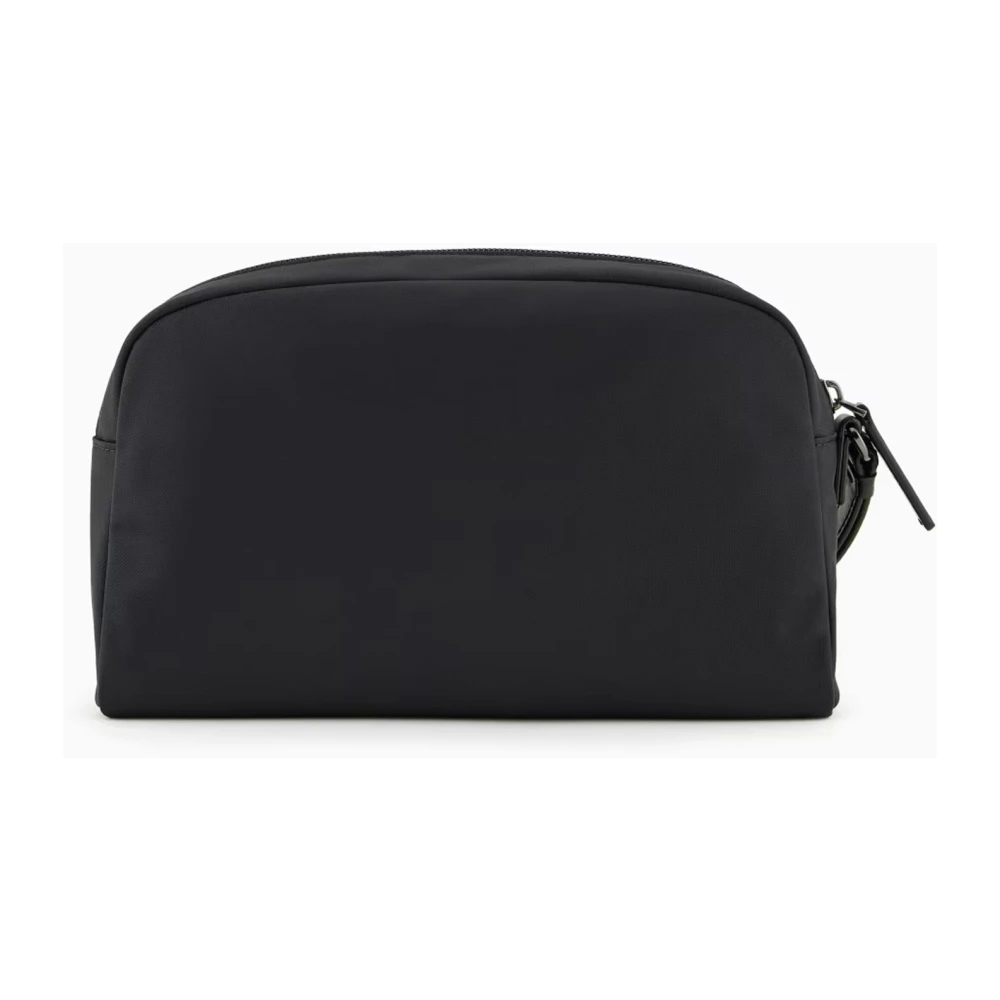 Emporio Armani Zwart Leren Adelaar Rits Armband Black Heren