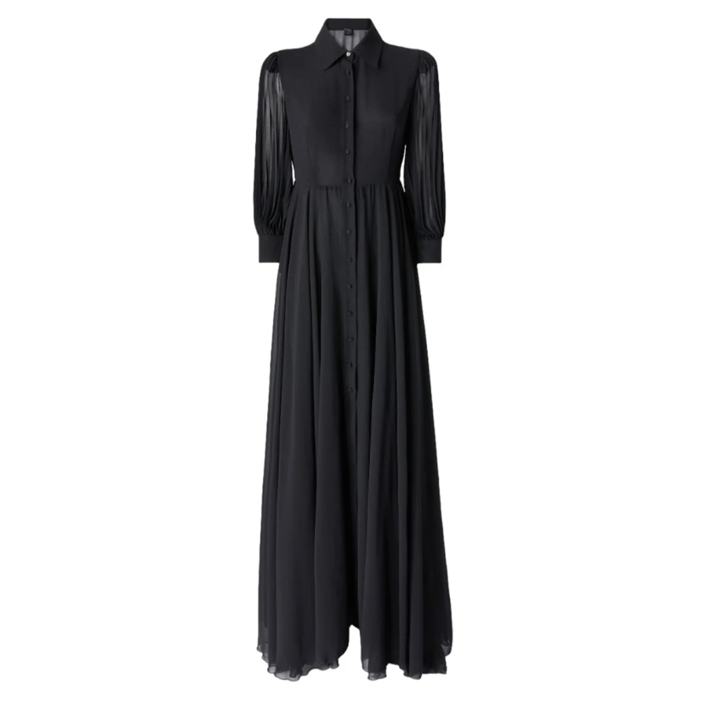 Pinko Elegante Lange Overhemdjurk Black Dames