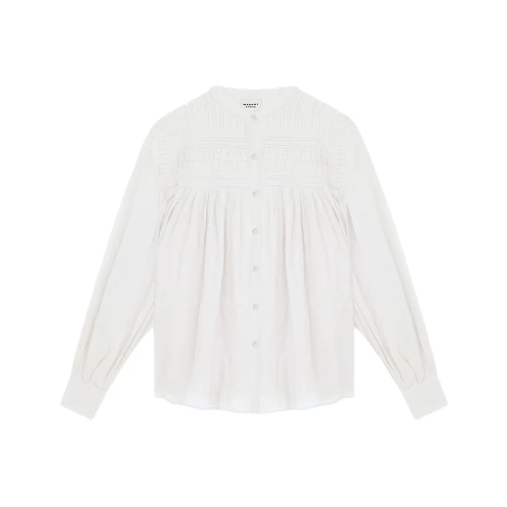 Marant Étoile Women's White Shirts, Xs, Pleated Top With Button Closure