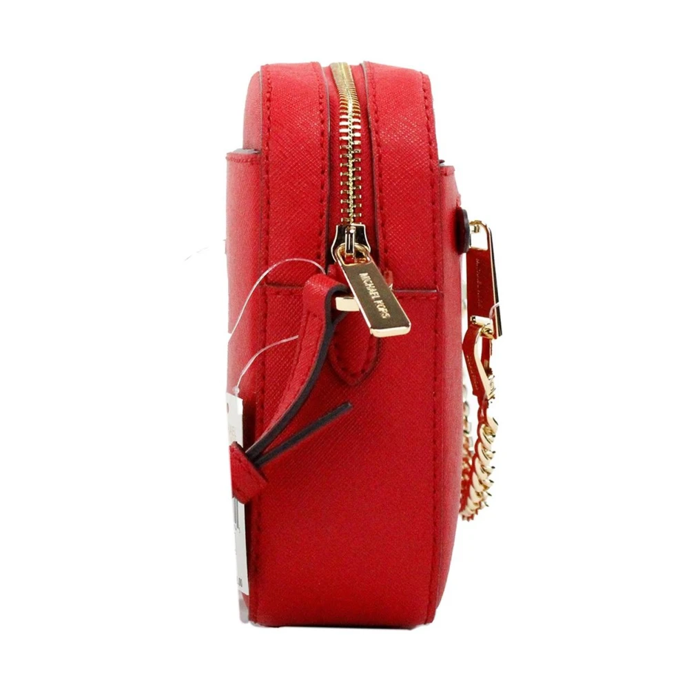 Michael Kors Rode Leren Crossbody Tas met Rits Ketting Red Dames