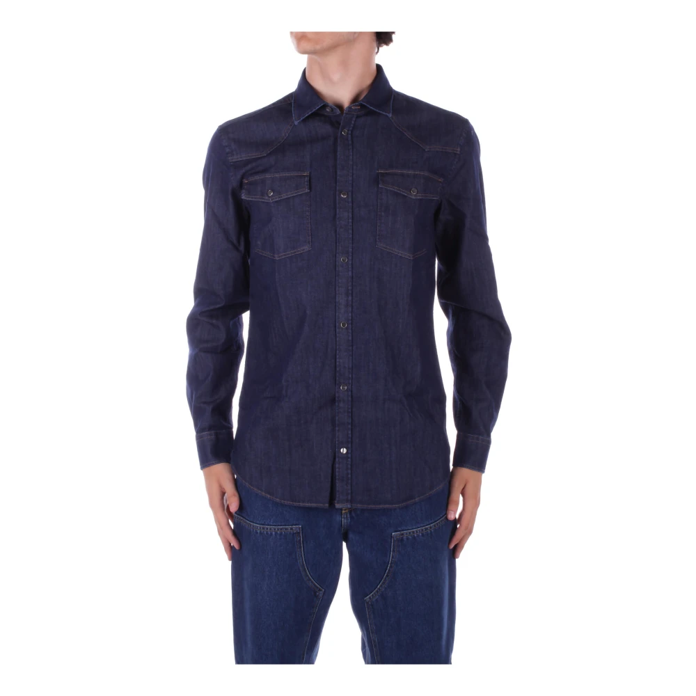 Dondup Denim Clip Front Zakken Shirt Blue Heren