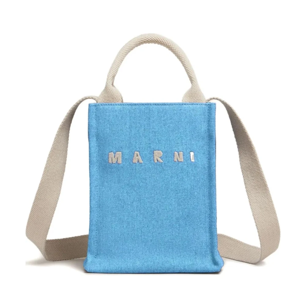 Marni Women's Blue Denim Small Tote Bag - Handbags - One Size - Bags