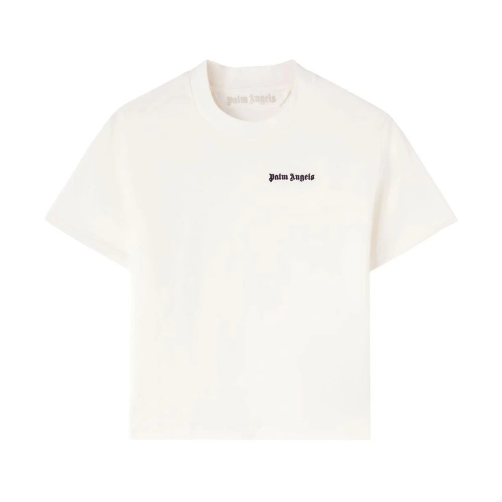 Palm Angels Geborduurd Logo Crew Neck T-shirts en Polos White Dames