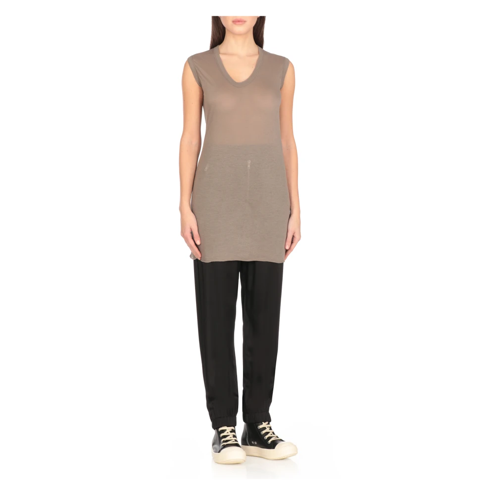 Rick Owens Grijze Katoenen V-hals Mouwloze Top Gray Dames