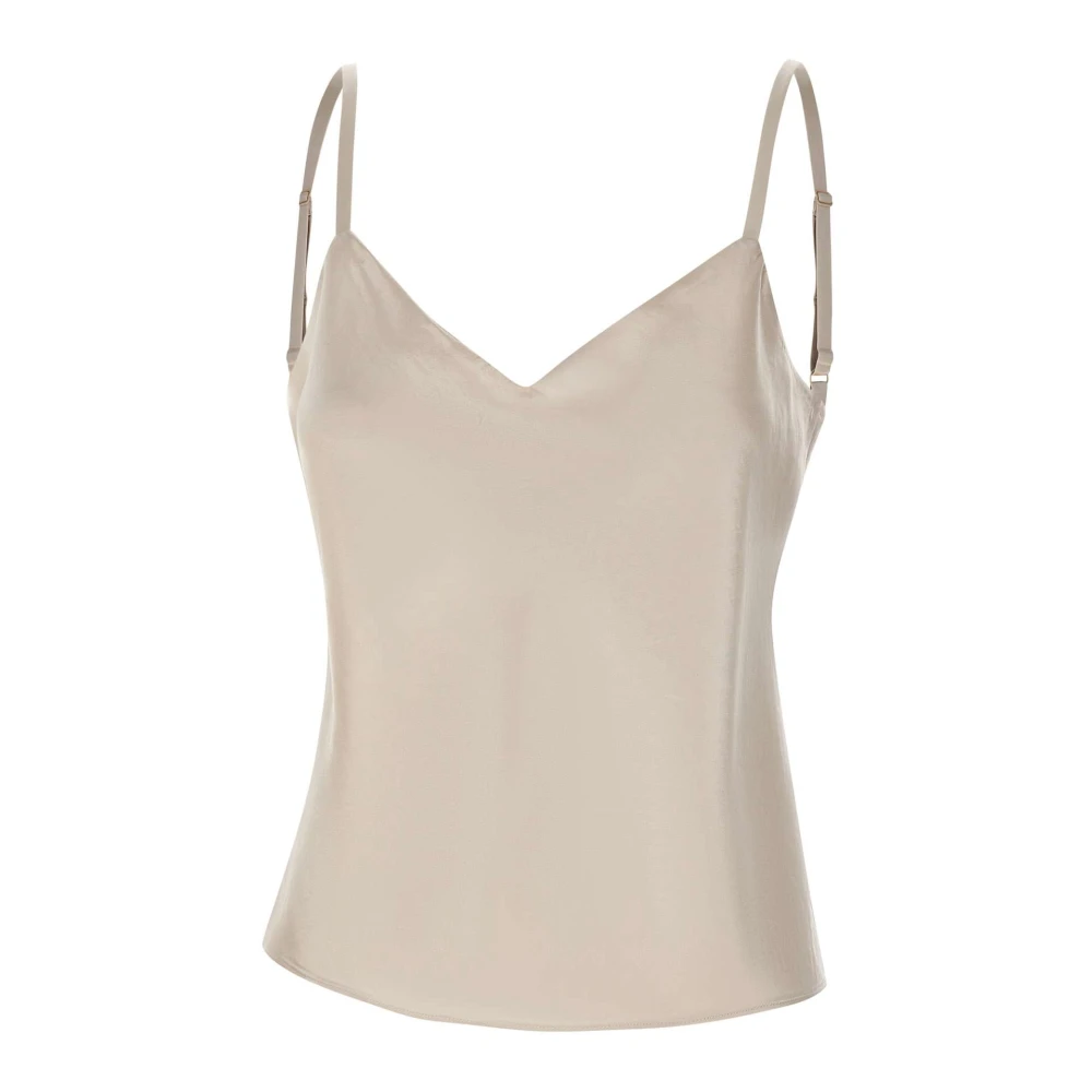Vince Women's Beige Sleeveless Tops, Xs, Satin Top