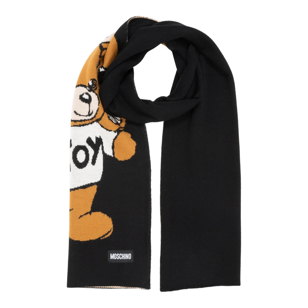 Moschino Abstract Multicolor Wollen Sjaal Black Dames