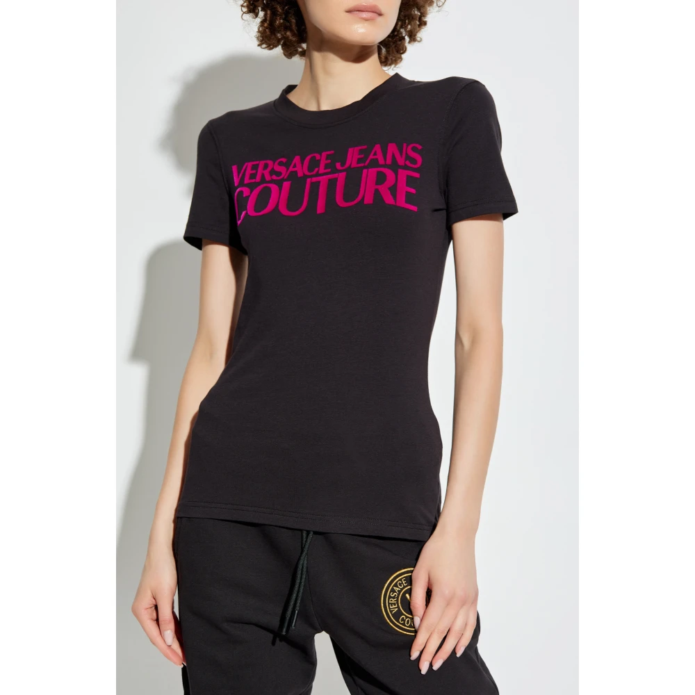 Versace Jeans Couture T-shirt met logo Black Dames