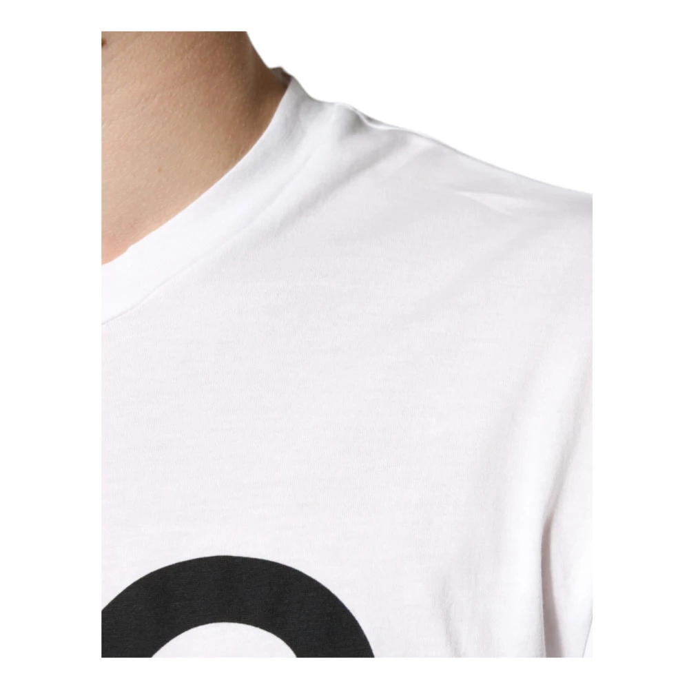 Dolce & Gabbana Witte Katoenen Logo Print T-Shirt White Heren