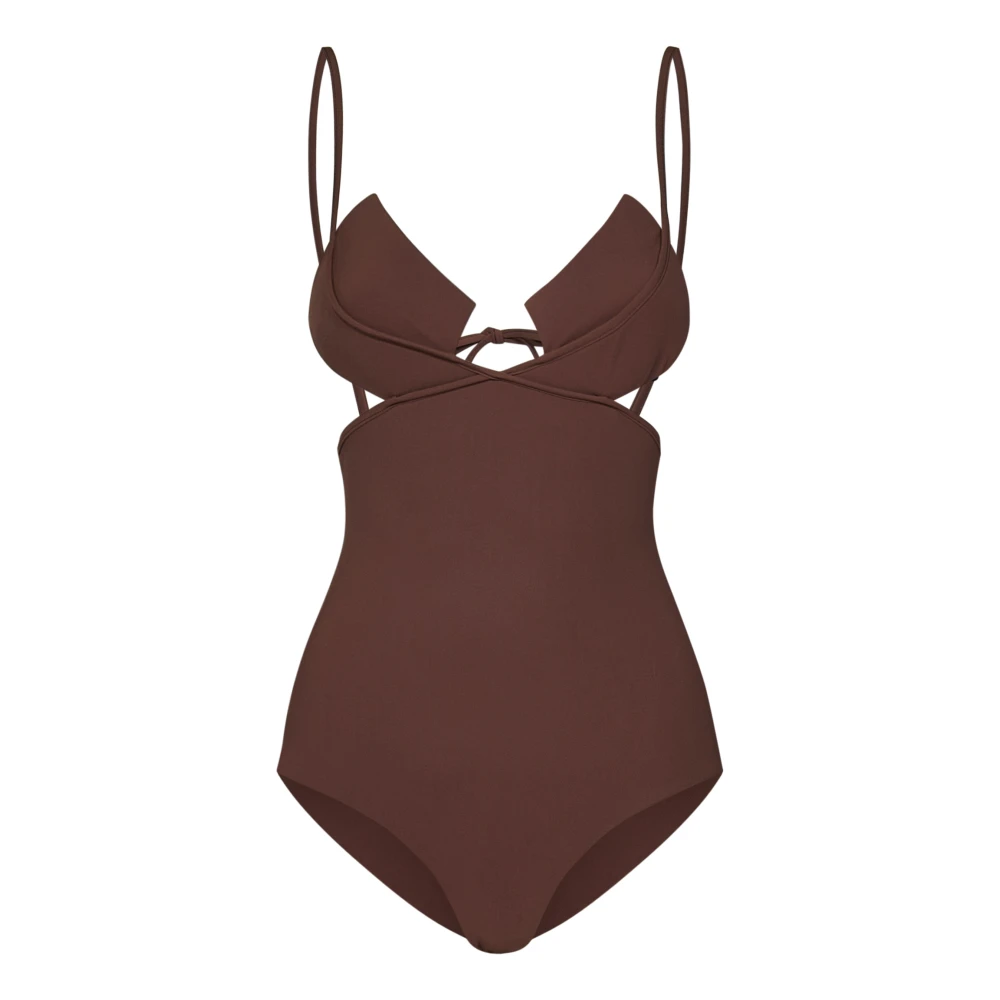 Nensi Dojaka Bruine Badkleding met Vierkante Cups Brown Dames