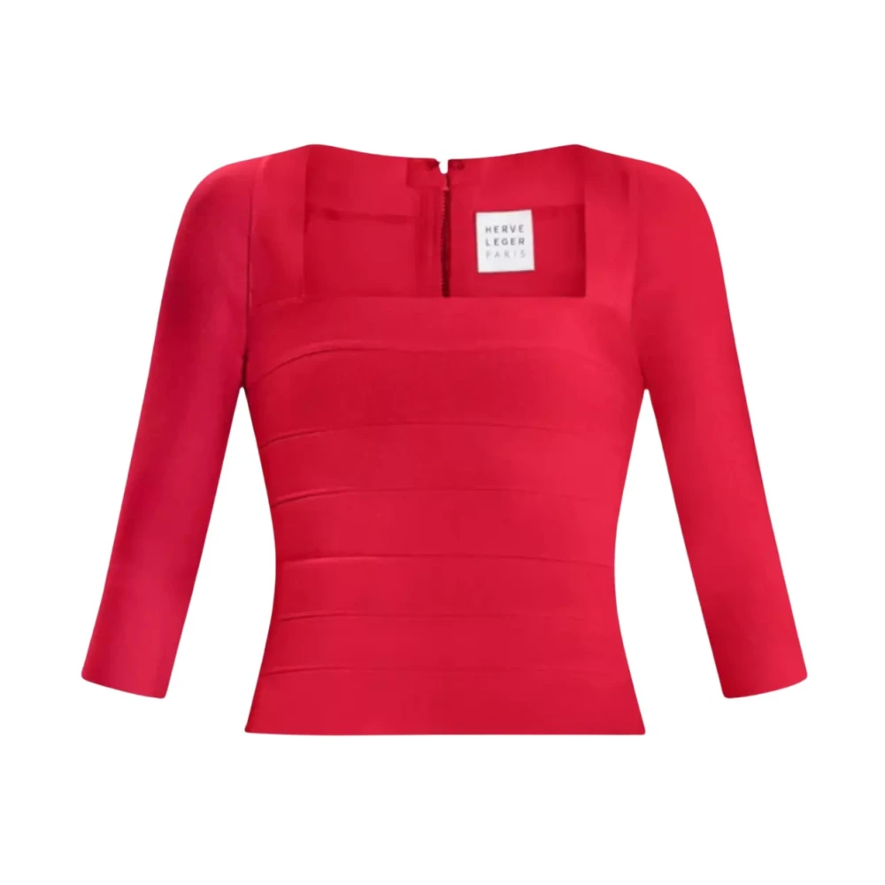 Herve Leger Rode Bandage Vierkante Top Red Dames