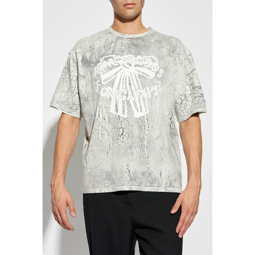 Acne Studios Logo T-shirt Gray Heren