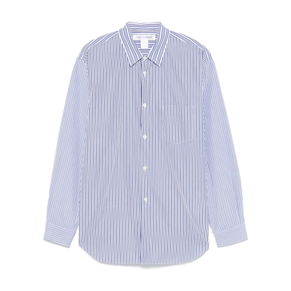 Comme des Garçons Gestreept katoenen overhemd met klassieke kraag Blue Heren