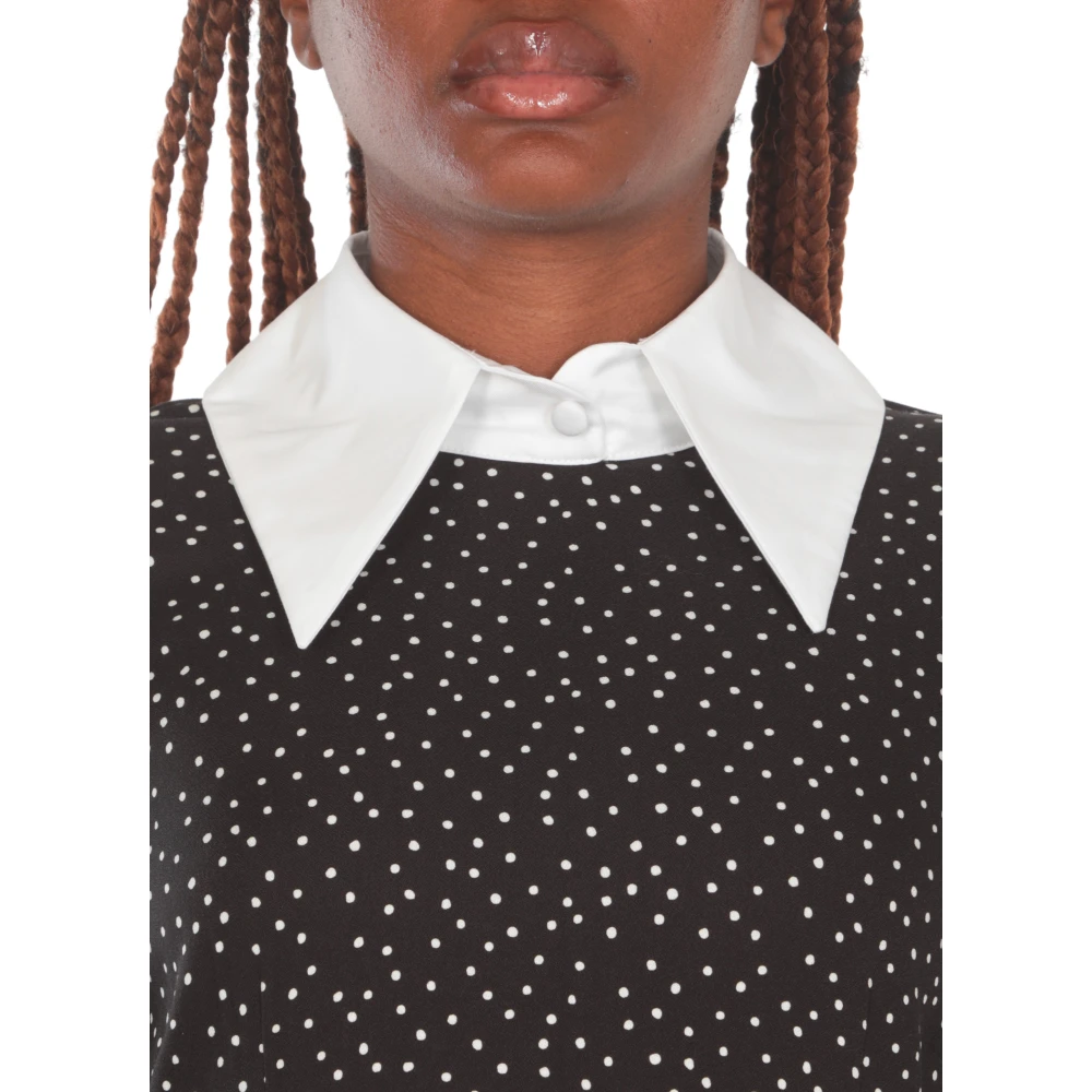 Mar De Margaritas Zwarte viscose jurk met stippen Black Dames