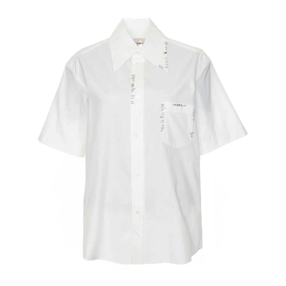 Marni Losvallende Blouse met Puntkraag White Dames