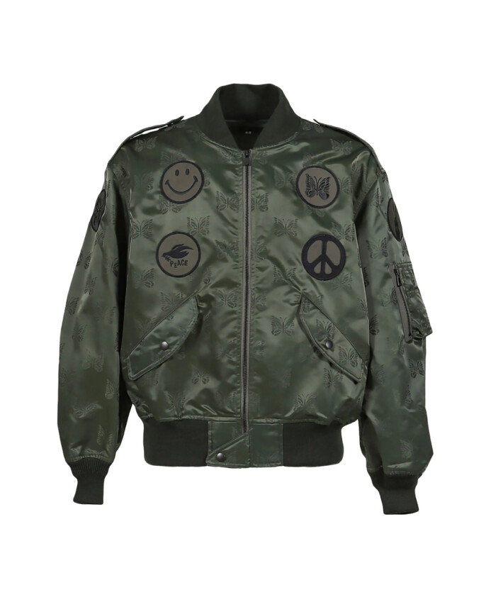 veste-vert-olive-a-imprime-papillon