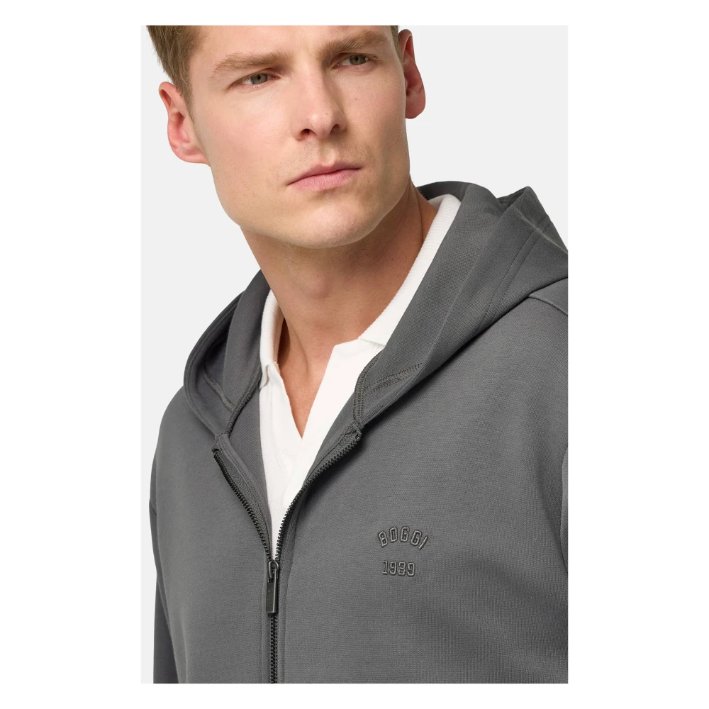 Boggi Milano Katoenen Blend Full-Zip Sweatshirt Black Heren