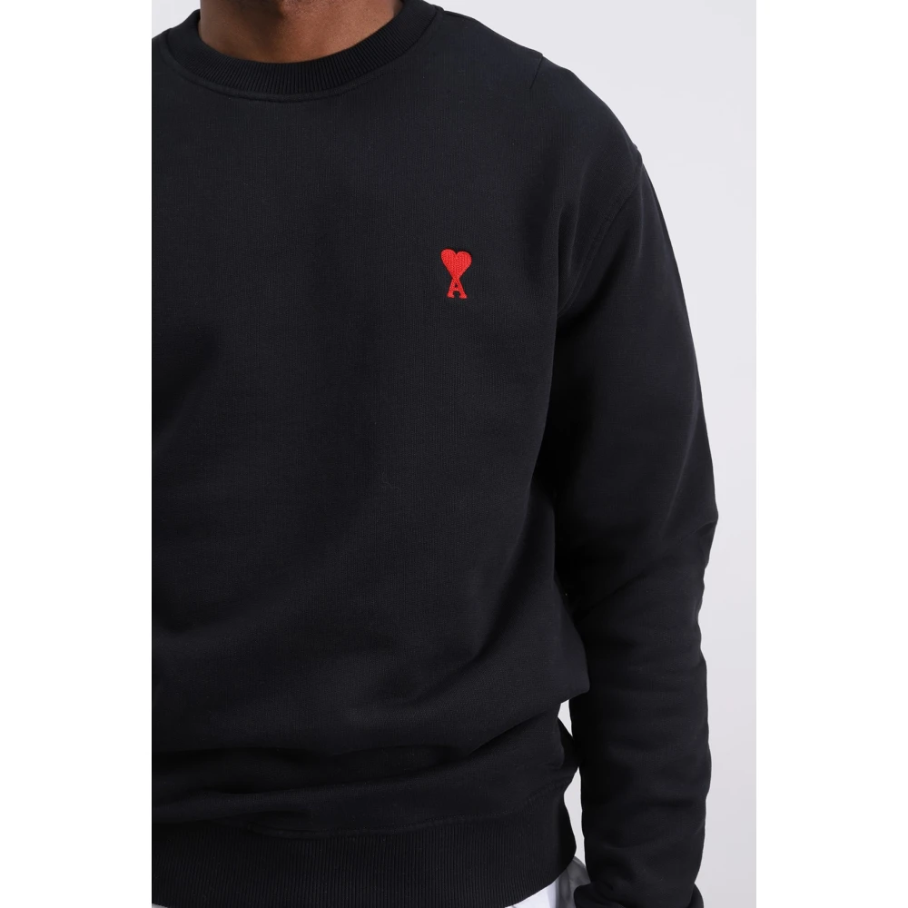 Ami Paris Hart Sweatshirt Stijlvol Comfortabel Geborduurd Logo Black Heren